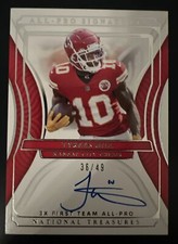 2021 National Treasures Tyreek Hill All-Pro Signatures On Card Auto # /49 Chiefs