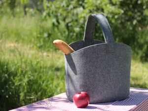 Filztasche Shopper Picknick Tasche Picknickkorb Korb Filzkorb Einkaufskorb Filz - Bild 1 von 4