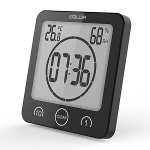 Baldr Waterproof LCD Shower Wall Clock Bathroom Kitchen Countdown Timer Alarm