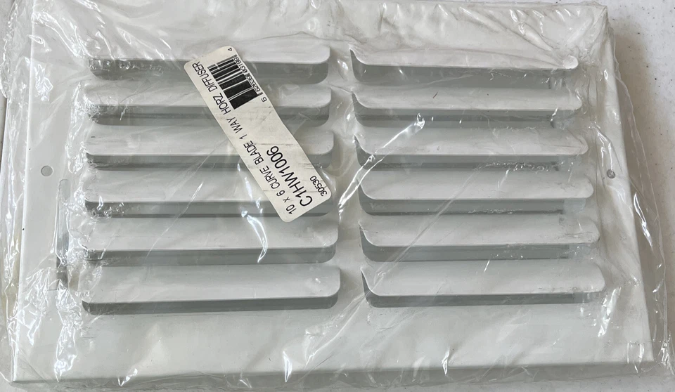 10” X 6” Curved Blade 1 Way Horizontal Diffuser white #C1HW1006 - Image 1 of 4