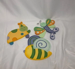 3 Piece Jenny Faw Kids Line Whirligig Wall Hanging Hand Painted Cuddle Bugs - Picture 1 of 10