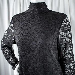 Chicos neues schwarzes Damen-Top mit Blumenspitze Größe L 3 - Bild 1 von 12