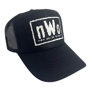 NEW WORLD ORDER NWO BLACK WHITE HAT 5 PANEL HIGH CROWN TRUCKER SNAPBACK TRENDY - Picture 1 of 5