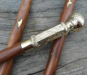 Brass Wooden Walking Stick/Cane Victorian Design Brass Handle Walking Sticks - Picture 1 of 5