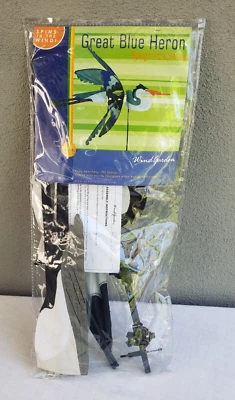 NUEVO LEER XL 46" x 36" GRAN GARZA AZUL Viento Jardín Giratorio Decoración Patio Foto 1 de 4