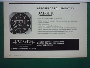 12/1970 PUB JAEGER AEROSPACE EQUIPMENT SERVO ALTIMETER ALTI CODER ORIGINAL AD - Imagen 1 de 1
