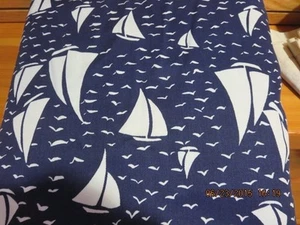 BLUE AND WHITE SAILBOAT SCREEN PRINT FABRIC--4 1/2 YDS. X 58"--#R35-1 - Picture 1 of 24