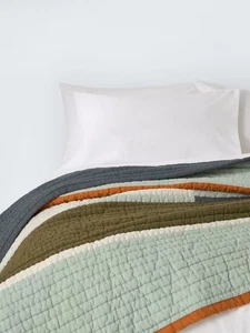 John Lewis Verano Patchwork Quilted Linen Blend Bedspread 220x220cm (Marks} B+ - Picture 1 of 11