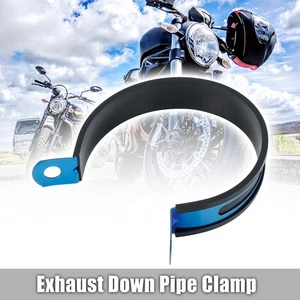Tubo de acero inoxidable con abrazadera de junta de banda de escape azul de 3,5 pulgadas para motocicleta - Imagen 1 de 5