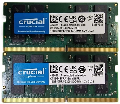 32GB DDR4 3200 Mhz Ram 2 x 16GB Crucial Sodimm PC Laptop memory Fully Tested - Image 1 of 4