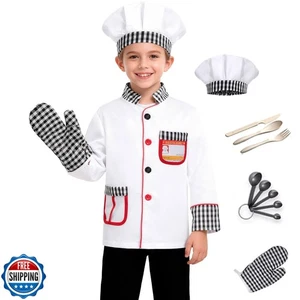 KAKALVER Kids Chef Costume Pretend Chef Outfit Restaurant Dress Up for Cookin - Picture 1 of 5