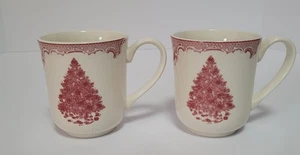2 Johnson Brothers Christmas Tree Mugs Old Britain Castles Christmas Red - Picture 1 of 3