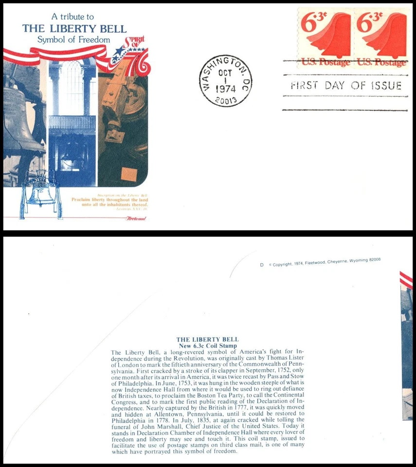 1975 Liberty Bell Sc 1518 FDC Fleetwood American Revolution freedom independence - Image 1 of 1