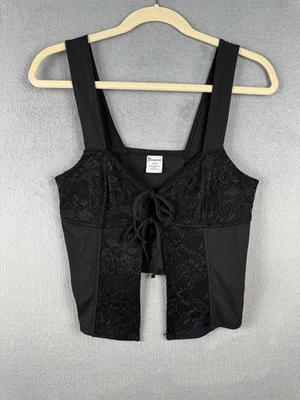 Women’s Fairy Grunge Dark Coquette Lace Cropped Top Size Small Black Witchy - Image 1 of 4