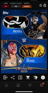 DIGITAL TOPPS WWE SLAM 25 Penta/Rey Fenix ICONIC BLUE DOUBLE RELIC Read - Picture 1 of 3