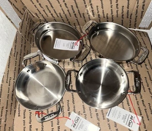All-Clad 7" Mini Oval/6” Gratin Pan Baker Dishes Stainless Steel (Qty-4) - Picture 1 of 4