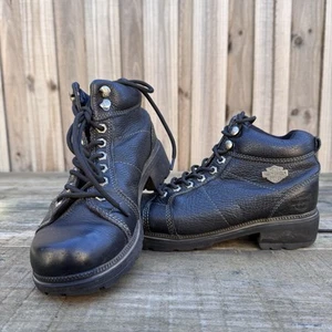 Harley-Davidson Women’s Leather Ankle Boots Size 8 US Black Biker Moto - Picture 1 of 12