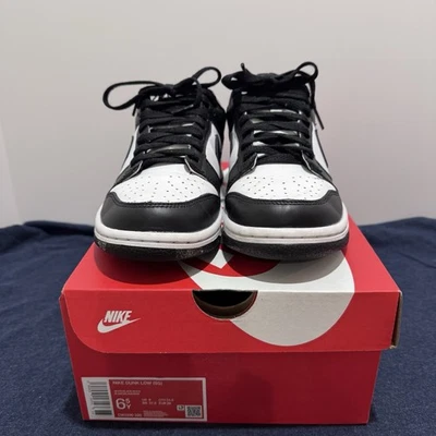 Nike Dunk Low Retro Panda Sneaker CW1590-100 Size 6.5Y Black & White Toe Guards - Image 1 of 4