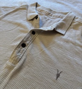 Polo AllSaints Clash bianca cotone waffle logo ricamato - XL - Foto 1 di 8