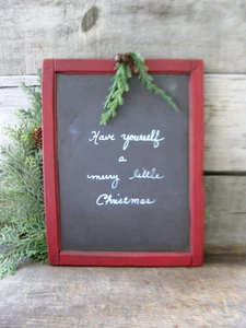 Early Antique School Slate Chalkboard Mortise & Pin Wood Frame New Red Milk Pt - Picture 1 of 7