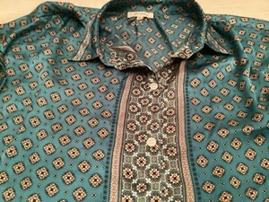 Max Studio, Teal Blue Polyester, Vintage Top Short Sleeved Size Large - Picture 1 of 8