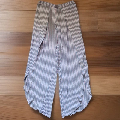 DREW Pants Womens Medium Blue Pink Stripe Wide Leg Whitney Split Tulip Hem Pants - Image 1 of 4