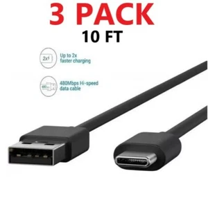 3-Pack 10FT Fast Charging Cord Type C Cable USB-C For Samsung Galaxy A20 A30 A50 - Picture 1 of 5