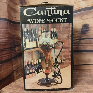 Vintage Cantina Wine Fount Glass Decanter on Wrought Iron Stand in Original Box - Picture 1 of 4