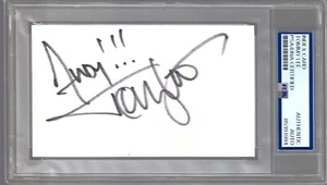 TOMMY LEE FIRMATO A MANO 3x5 TAGLIO FIRMA PSA SLABBED MOTLEY CRUE TO ANDY - Foto 1 di 1