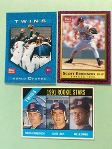 Scott Erickson, World Champs, 91 Rookie Stars-Lot of 3 - Minnesota Twins--RARE ! - Picture 1 of 16