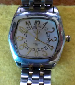 Activa Swiss Mens Watch SF248-005 Silver Dial Gold Numerals Hex 37mm Case New Ba - Picture 1 of 7