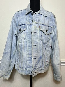 Vintage 80’s Faded Levis Denim Blue Jean TRUCKER Jacket Size 42R 70506-0216 - Picture 1 of 11