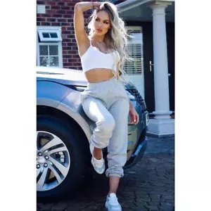 Casual Women's Joggers Sweatpants Light Gray #H2050 - Picture 1 of 25