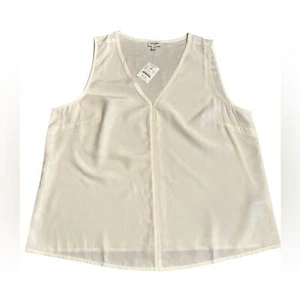 J. Crew Factory Damen ärmellos V-Ausschnitt Krepp Shell Gr. L neu mit Etikett #CC705 - Bild 1 von 4