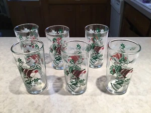 Set of 6 Vtg 1950 1960s Christmas Glasses Hazelware Tumblers Hazel Atlas - w Box - Picture 1 of 14