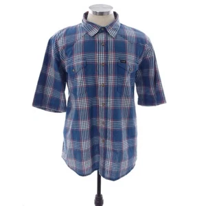 Wrangler Indigo Mens XL Blue Western Plaid Short Sleeve Snap Shirt - Picture 1 of 7