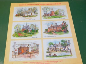 Vintage 1973 Kolonial WILLIAMSBURG VA Aquarell Gemälde Souvenir Set 6 - Bild 1 von 12