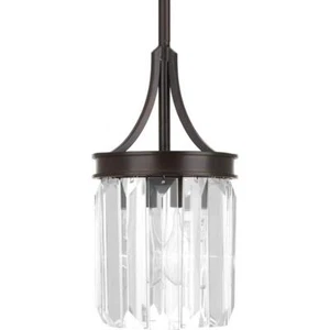 Progress Lighting Mini Pendant Cylinder W/ Clear Glass 1-Light Antique Bronze - Picture 1 of 4
