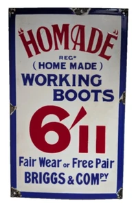 Home Made Working Boots - Enamel Metal Sign - Shoe Shop Wall Advertising Display - Picture 1 of 20
