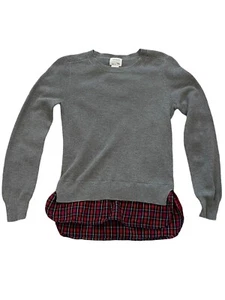 Size 12 CREWCUTS FACTORY TARTAN PLAID RUFFLE BOTTOM SWEATER GIRLS - Picture 1 of 5