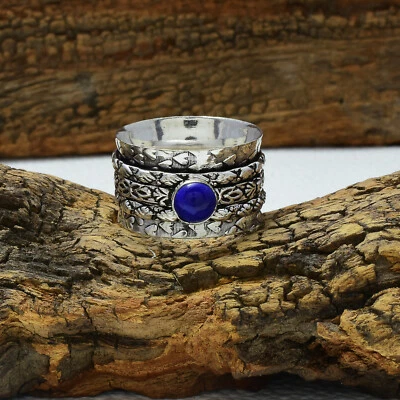 Blue Lapis Lazuli Gemstone 925 Sterling Silver Spinner Handmade Ring All Size - Image 1 of 3