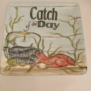 Certified International Kate McRostie Catch of the Day Platter Serving Tray11x11 - Picture 1 of 11