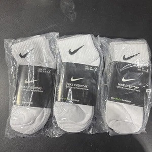 Lot of 3: 3 Packs (9 Pairs Total): Nike Ankle Socks Men 6-8/Women 6-10 White - Picture 1 of 5