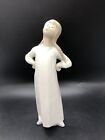 Lladro #4872 Girl Stretching In Nightgown,  Porcelain, Unglazed Finish