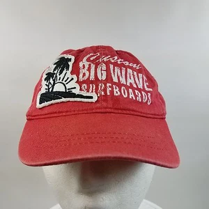 Distressed CUSTOM BIG WAVE SURFBOARDS Trucker Hat Cap Red / White Small Kid size - Picture 1 of 7