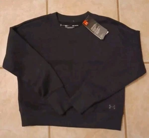 Under Armour Gear Loose Girls Youth SZ Medium Long Sleeve Crop Top Black NWT - Picture 1 of 9
