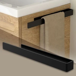 Supporto a parete per asciugamani 40 cm nero in alluminio porta telo autoadesivo - Foto 1 di 8