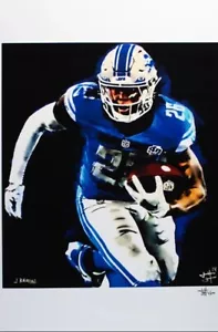 Josh Barton-JAHMYR GIBBS Detroit Lions 12x18 Ltd Ed Lithographie #2/500 - Bild 1 von 3