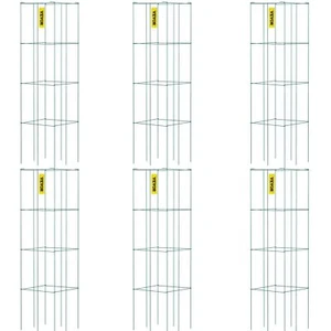 14.6" x 14.6" x 39.4" 6 Packs Square PVC-Coated Steel Plant Support Cages - Picture 1 of 11