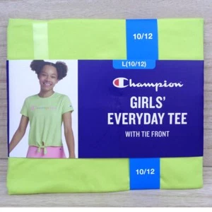 Champion Girls Everyday Tee Yellow T-Shirt With Tie Front Girls Size Large 10/12 - Picture 1 of 6